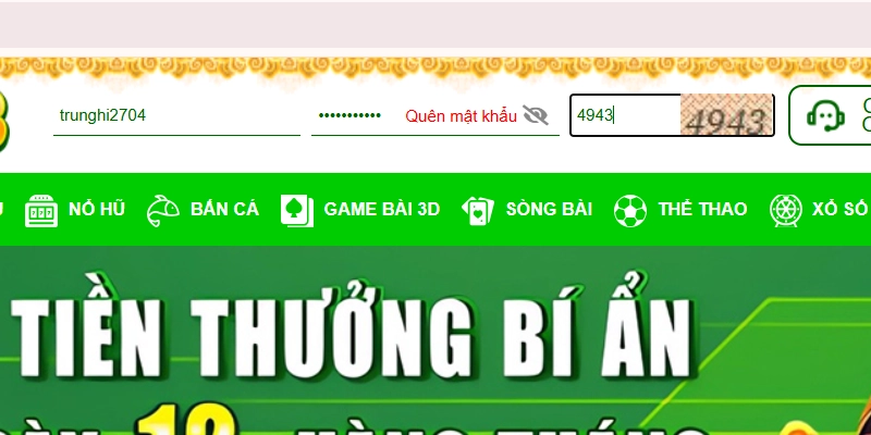 Nhập thông tin tài khoản đã đăng ký Good88