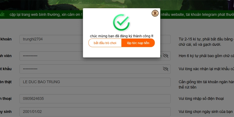 Hoàn tất đăng ký Good88